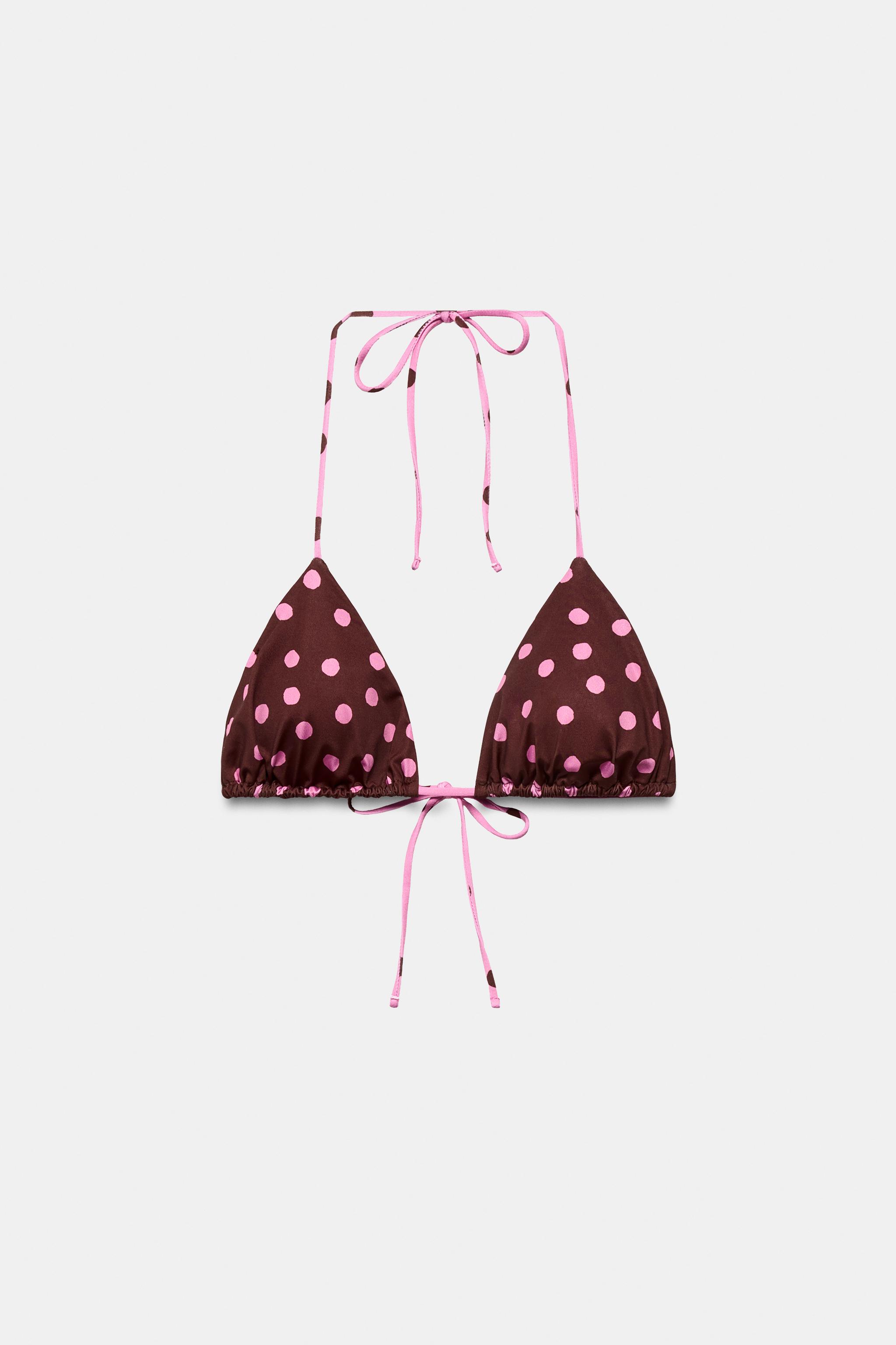 POLKA DOT PRINT TRIANGLE BIKINI TOP